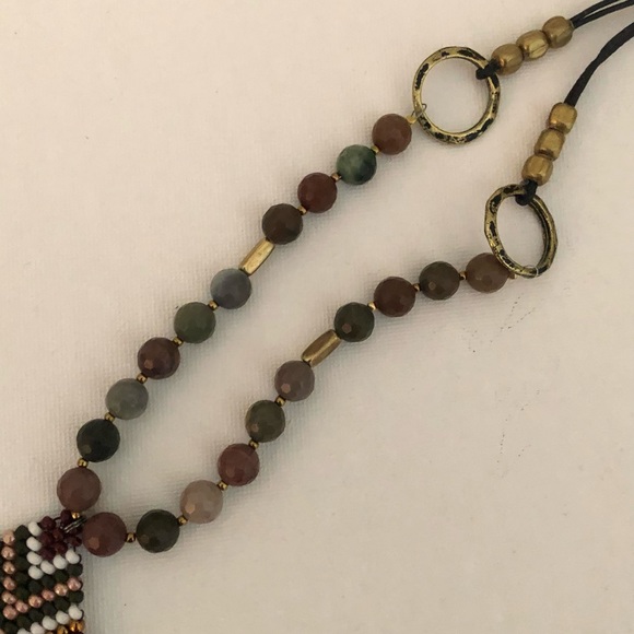 Beaded boho festival necklace with handmade beaded red pendant - Picture 6 of 6